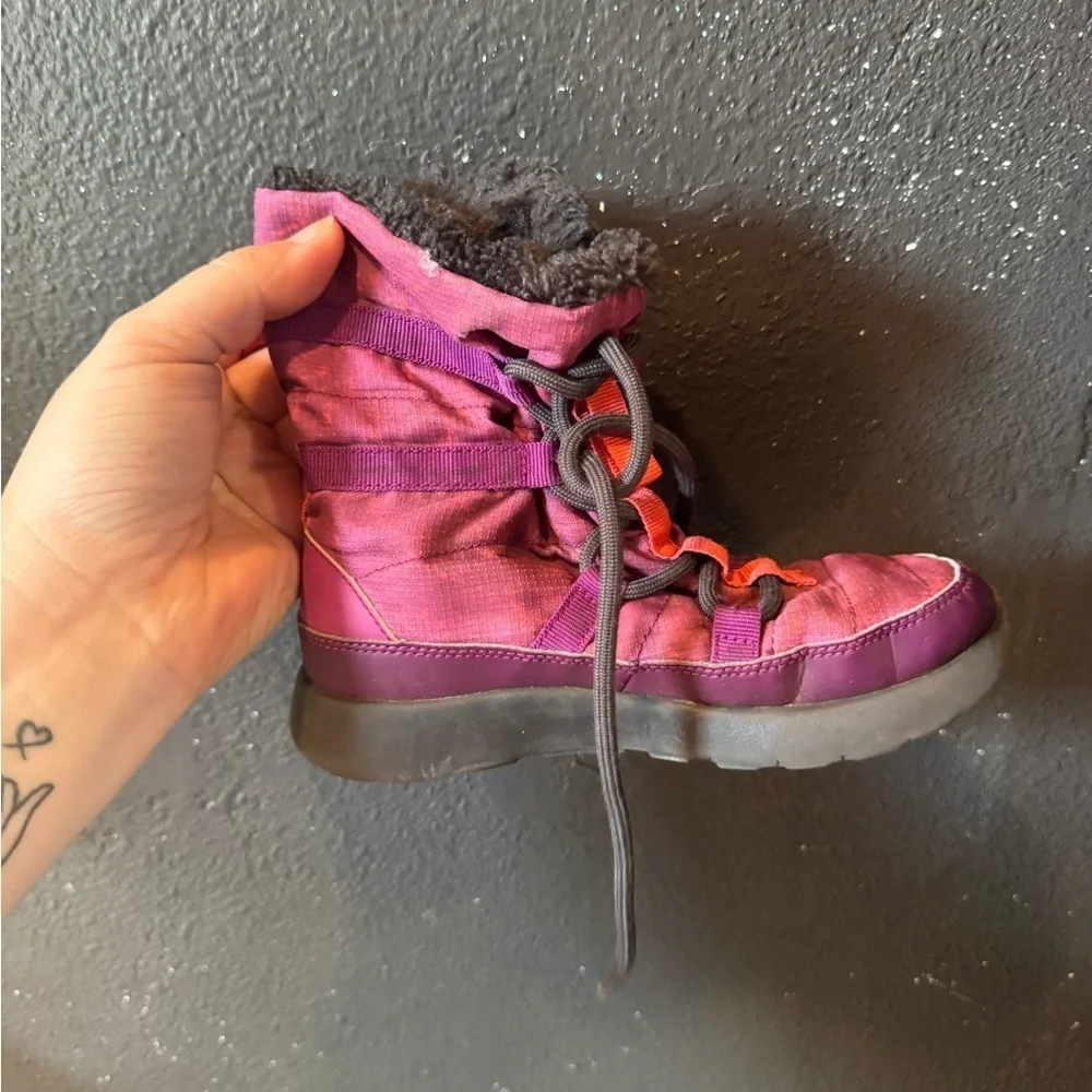 Kids Nike Purple Pink and Black Fur Lined Boots